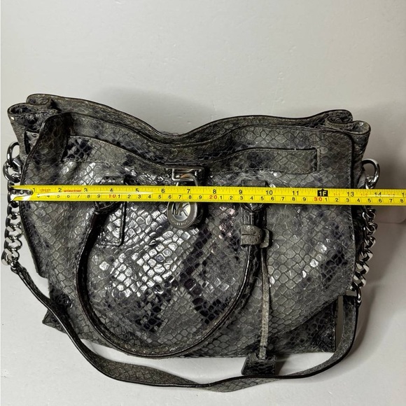 Michael Kors Large Hamilton Python-Print Leather Tote Shoulder Satchel Bag - Picture 7 of 12